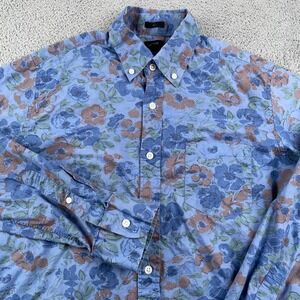J Crew Shirt Mens Medium Blue Floral Slim Fit Button Down Long Sleeve Cotton